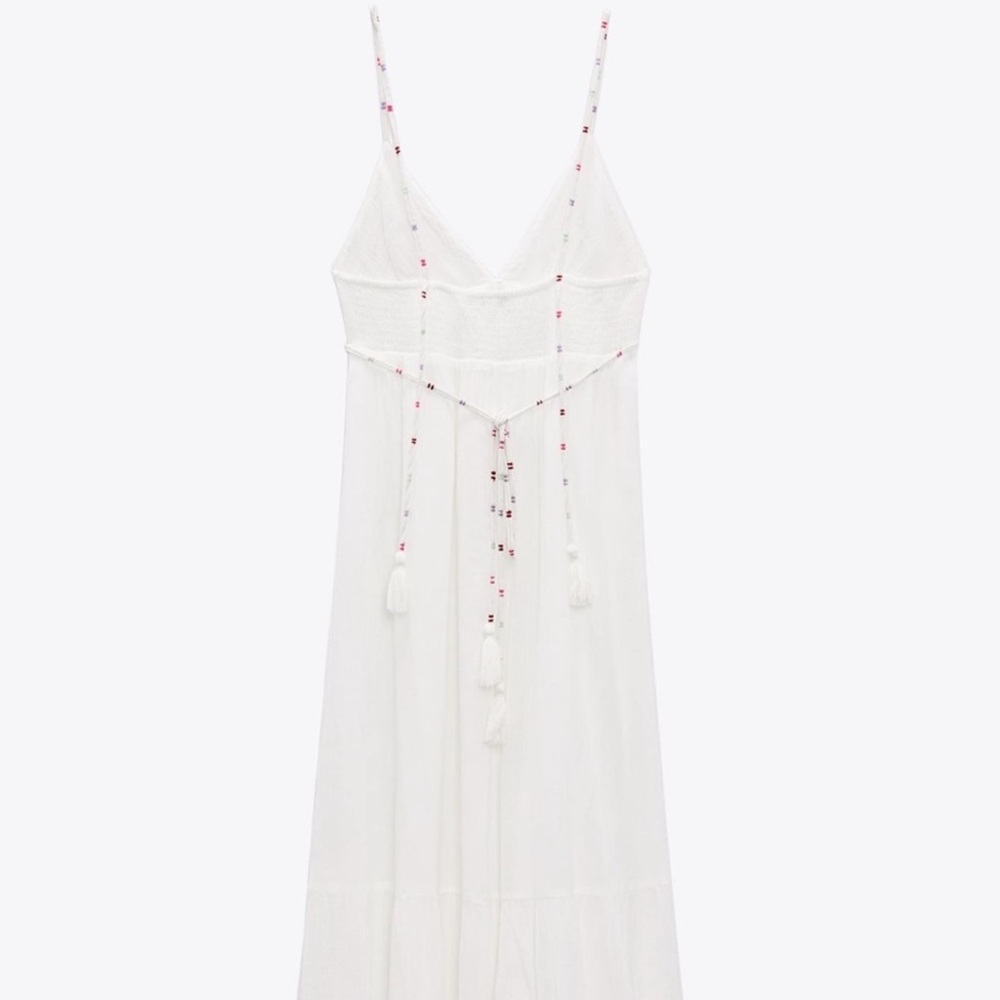 🎉SALE🎉NWT🩵ZARA Topstitch Gauze Maxi Dress | XL - Picture 5 of 8